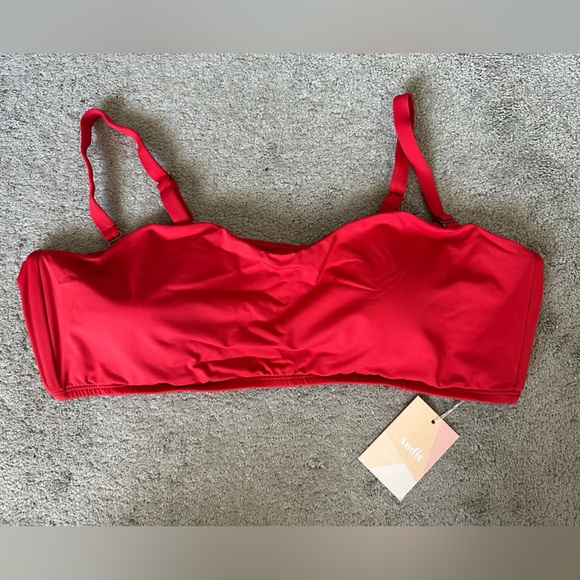 Andie Swim The Rio Top in Cherry Red Size XXL Sustainable Bikini Plus Size - Picture 3 of 7